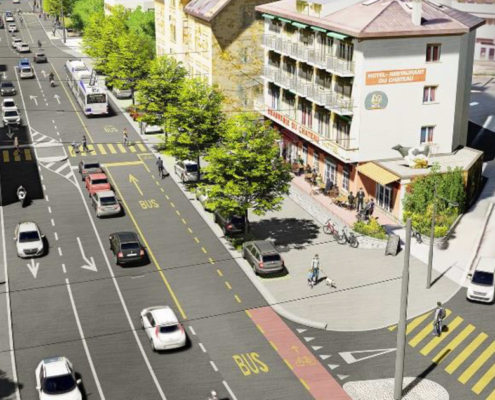 Vue de l'aménagement du carrefour de Paudex en simulation 3D