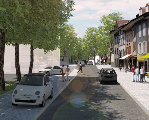 Vue de la Rue de la Poste en simulation 3D