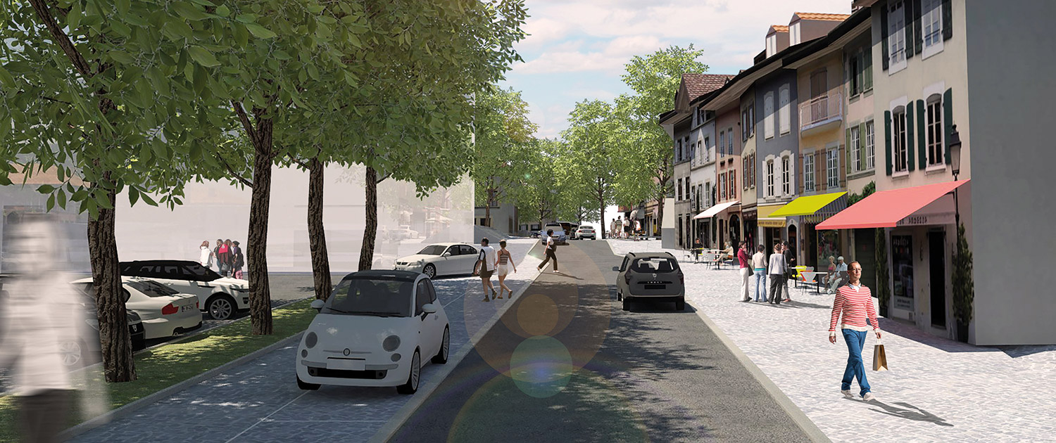 Vue de la Rue de la Poste en simulation 3D